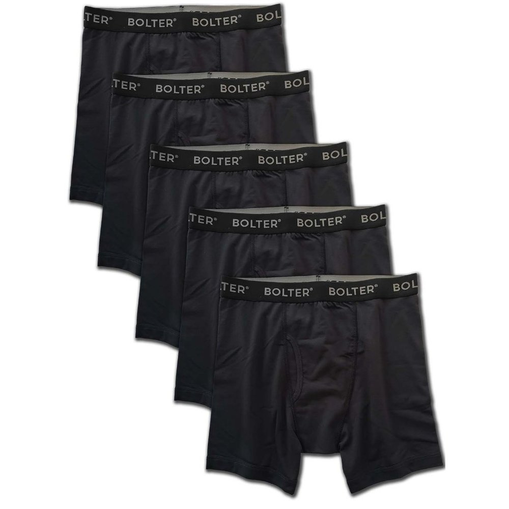 5-Pack Men's Boxer Briefs Cotton Spandex Stretch S-4X 8001 Black New NWB